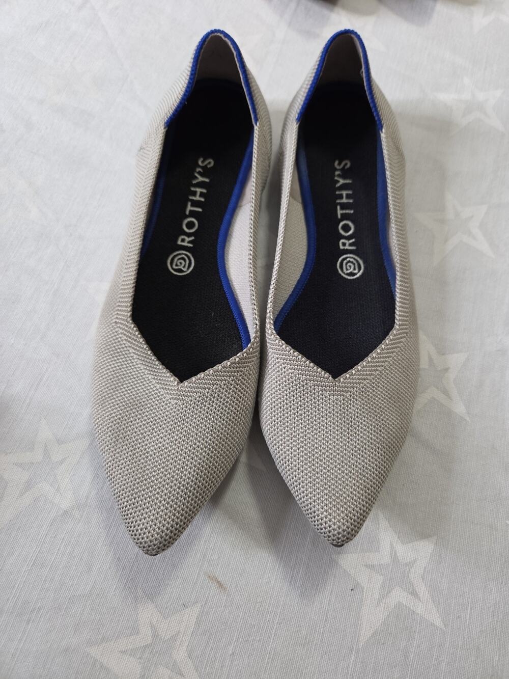 Rothy's The Point W10 Flax Birdseye Light Gray Pointed Toe Flat Womens 10 Read